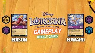 Disney Lorcana - Gameplay - Edison (Amber Amethyst) vs Edward (Amethyst Sapphire)