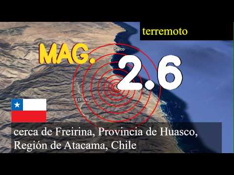 Terremoto cerca de Freirina, Provincia de Huasco, Región de Atacama, Chile Terremoto de magnitud 2,