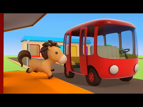 🚛⚙️🚜 Cartoni animati bambini | I Grandi Veicoli da Lavoro | AUTOBUS COLORATI E ANIMALI 🎨🐴🐶