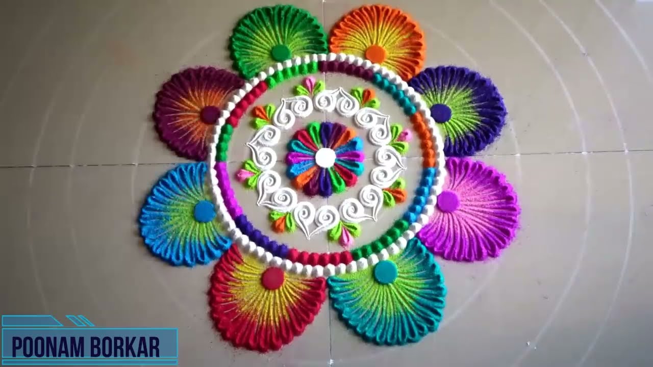 diwali rangoli big flower design by poonam borkar