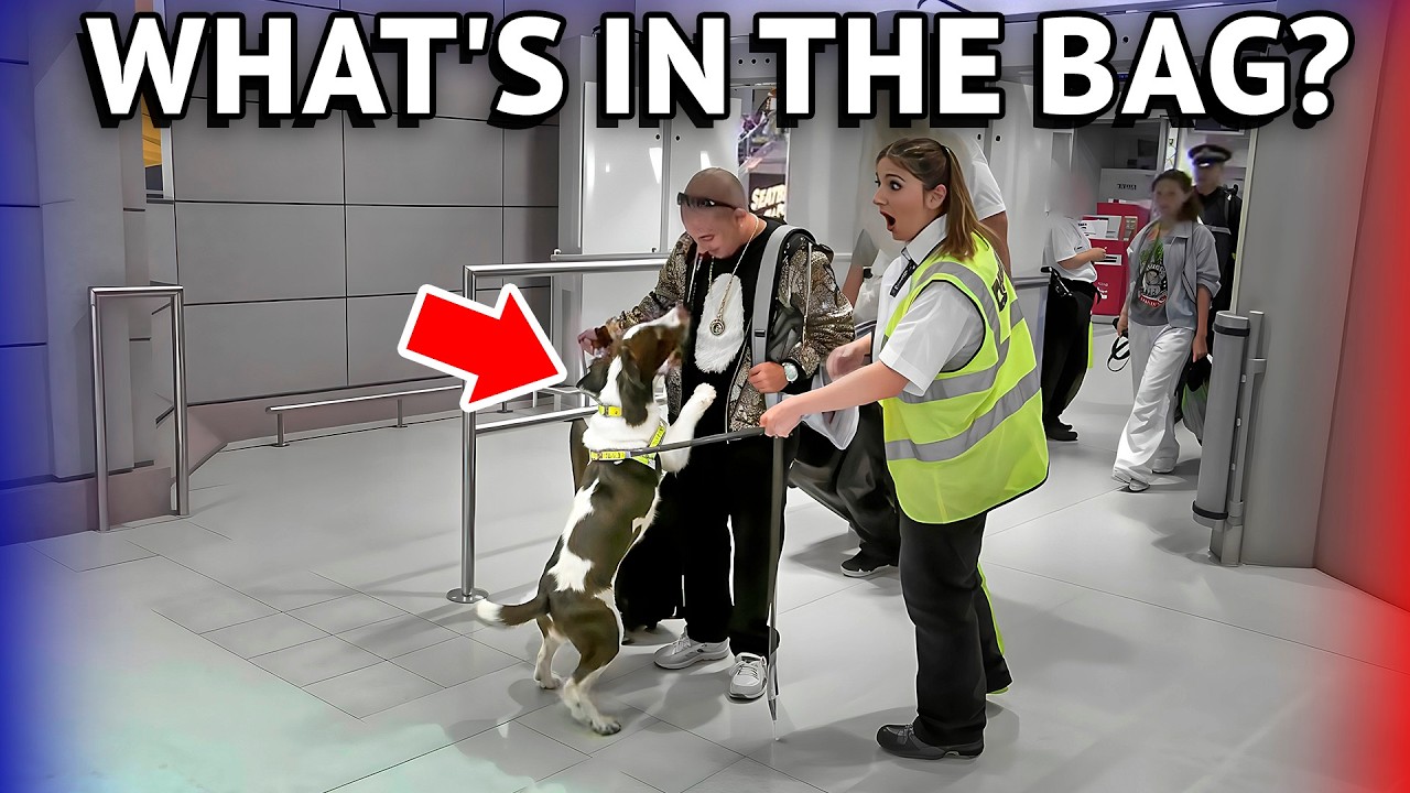 Airport Sniffer Dogs Can't Get Enough Of This Passenger!