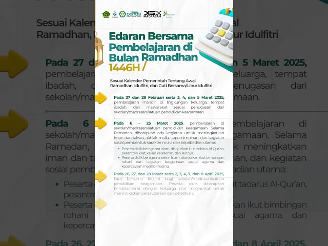Pembelajaran di Bulan Ramadhan 1446 H