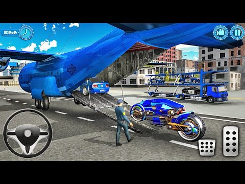 US Police Plane Robot Bike Transporter - Police Transport Simulator 3D - Android Gameplay