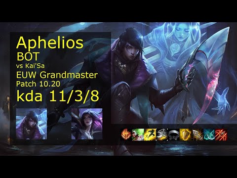 Aphelios ADC vs Kai'Sa - EUW Grandmaster 11/3/8 Patch 10.20 Gameplay