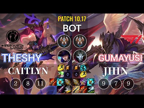 IG TheShy Caitlyn vs T1 Gumayusi Jhin Bot - KR Patch 10.17