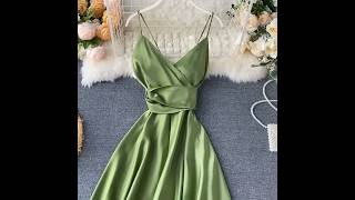 Lucuna - Spaghetti Strap Silky Midi A-Line Dress