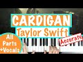How to play CARDIGAN - Taylor Swift Piano Chords Accompaniment Tutorial