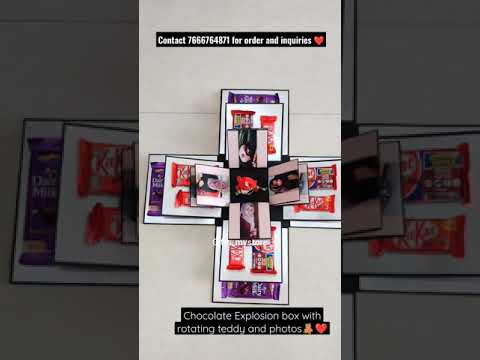 3 Layer Chocolate Explosion box with photos and teddy 🧸❤️ #shorts