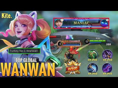 MVP + MANIAC! Full Attack Speed Build! Wanwan Best Build 2022 ~ Top Global by Kite. ~ Mobile Legends