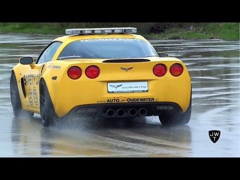 Chevrolet Corvette C6 Z06 Safety Car Doing DONUTS & DRIFTING On Wet Surface!