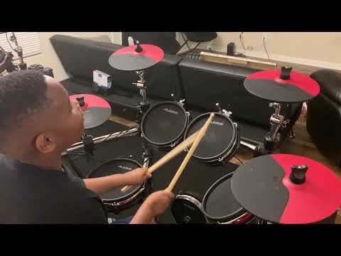 12 year old drummer Jig 2 Drum Line Cadence on  Drum Set