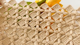 This Beautiful Crochet Work is Only 2 Rows‼️How to Make a Puff Stitch Blouse and Shawl for Beginners