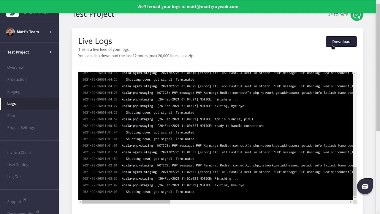 View Your Craft CMS Project's Logs