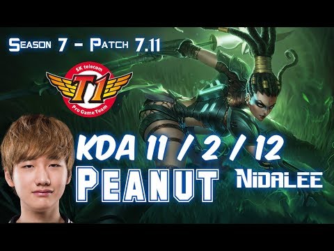 SKT T1 Peanut NIDALEE vs LEE SIN Jungle - Patch 7.11 KR Ranked