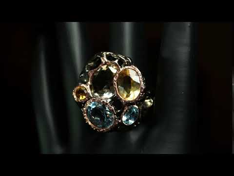 Серебряное кольцо с натуральными Цитринами Топазами и Празиолитом 17.75р видео