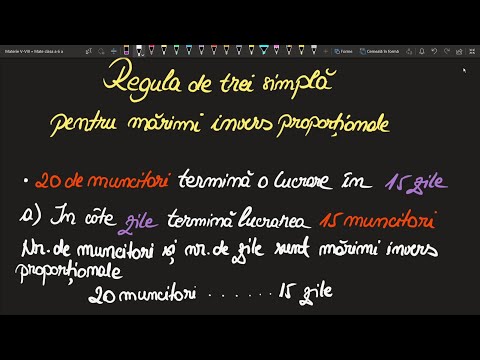 Regula de trei simpla marimi invers proportionale cls a 6 a(Invata Matematica Usor-Meditatii Online)