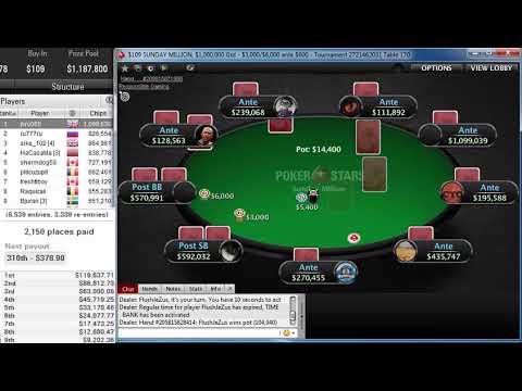 "jkru005" leader middle of PokerStars $109 SUNDAY MILLION $1M Gtd on Nov 03, 2019