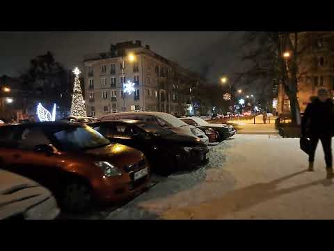 Winter Evening Walk in Snowy Stare Bielany, Warsaw | January 2024