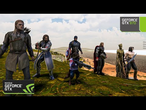 7 Super Heroes, Human Army vs 700000 Tyranids, Uruk hai and Walkers | GTX 970 1080 | UEBS 2