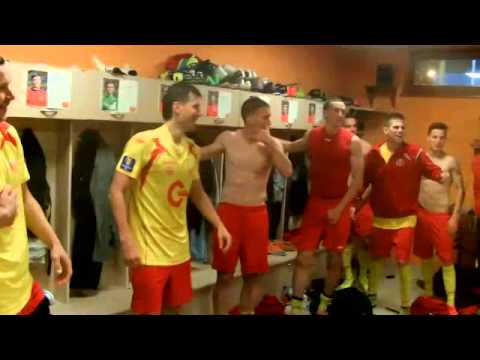 Radość w szatni po meczu znicz Pruszków vs. Zagłębie Lubin SA