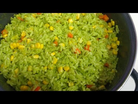 Receta de ARROZ VERDE, Receta # 109, como hacer arroz verde Video
