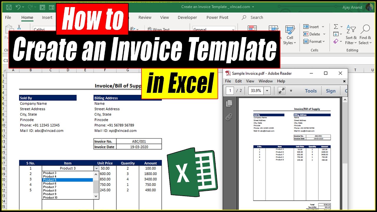 How to create a GST Bill format in Excel
