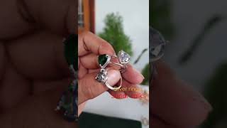 heart shaped stone rings / silver rings new design / green stone silver ring / sterling silver rings