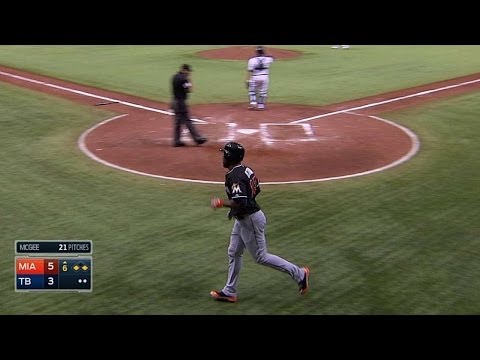 MIA@TB: Hechavarria grounds out to score Ozuna