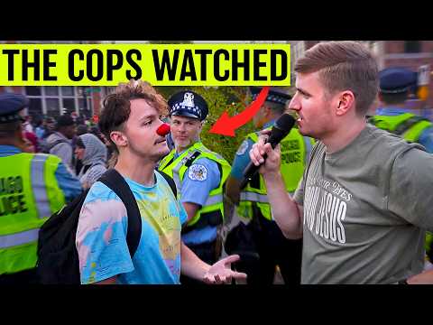 Clown Challenges Christian Preacher at Pro-Palestinian Protest