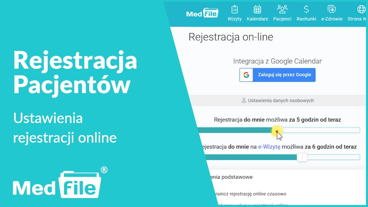 Rejestracja pacjentów, ustawienia rejestracji online