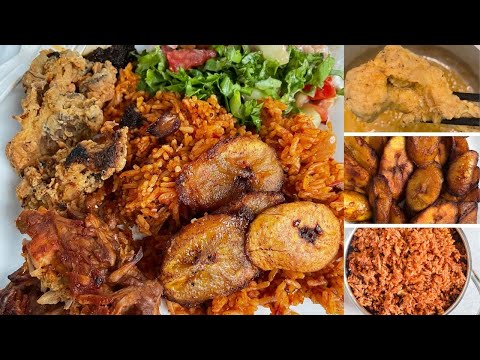 COOKING A FULLY VEGAN GHANAIAN DINNER (JOLLOF RICE, FRIED OYSTER MUSHROOM, SALAD)