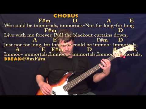 Immortals (Fall Out Boy) Bass Guitar Cover Lesson in A with Chords/Lyrics