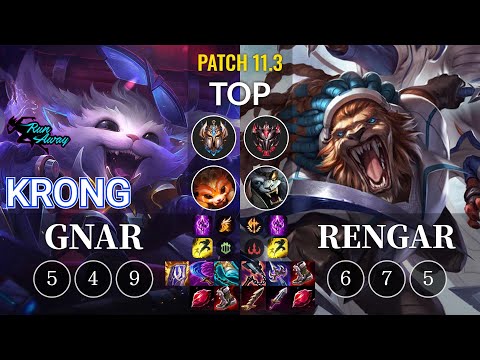 RNW KronG Gnar vs Rengar Top - KR Patch 11.3