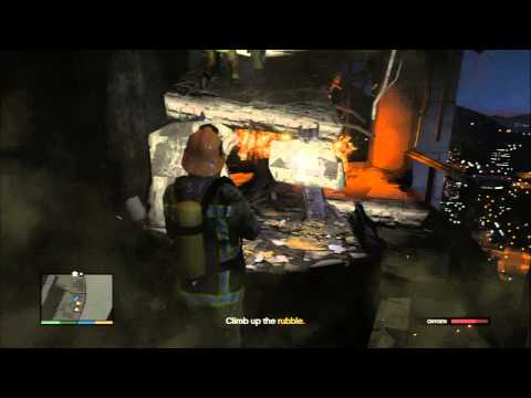 Grand Theft Auto V - The Bureau Raid: FIB HQ In Flames, Franklin Fireman Combat, Meet Up w Michael