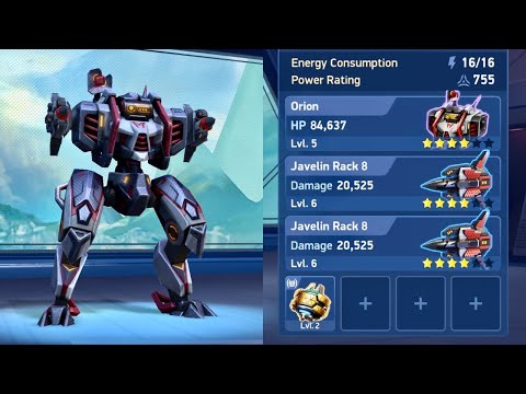 crazy Orion and the guided javelin racks | javelin rack 8 gameplay | mech arena