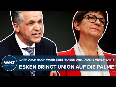 Video Thumbnail: DEUTSCHLAND: "Aber wir haben uns anders vereinbart!" Esken-Forderung bringt Union auf die Palme!