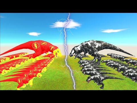 Flash T-Rex vs Venom T-Rex Death Run | Animal Revolt Battle Simulator