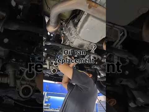 Oil pan replacement #automobile #oilchange #mechanic (Not how to do) Looks rough but it did not leak