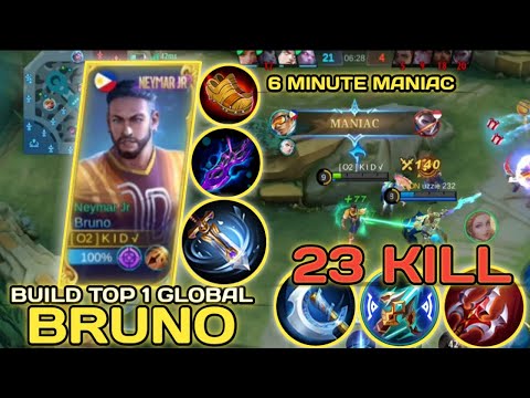 BRUNO BEST BUILD 2023 AUTO MANIAC! TIPS FOR PLAYING BRUNO GOLDLANE BUILD TOP 1 GLOBAL BRUNO ~ MLBB
