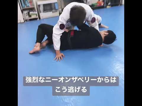 ニーオンザベリーで強く抑えられたら、フレームで逃げる