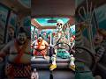 💀 Evolution of; Skeleton Car drive with sumo and children 🥰 Meno Milky ✅#cat #cute #love #shorts