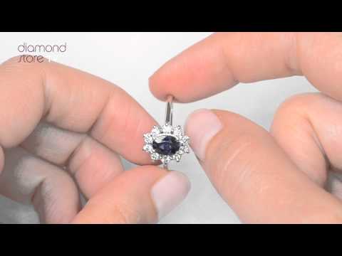 FET25 UY - Sapphire 0.80ct And Diamond 0.50ct 18K White Gold Ring