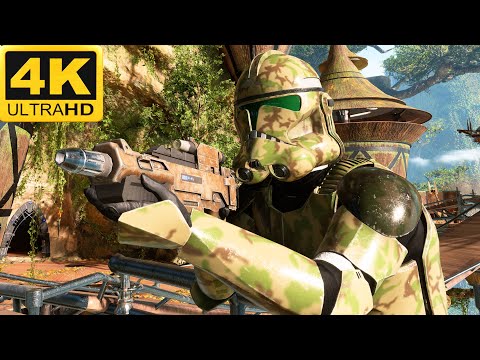 DEFENSE OF KASHYYYK: Clone Troopers vs Battle Droids - Star Wars Battlefront 2 (4K, HDR)