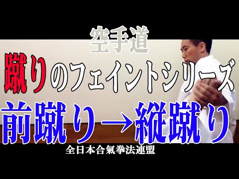 【空手道】蹴りのフェイントシリーズ「前蹴り→縦蹴り」