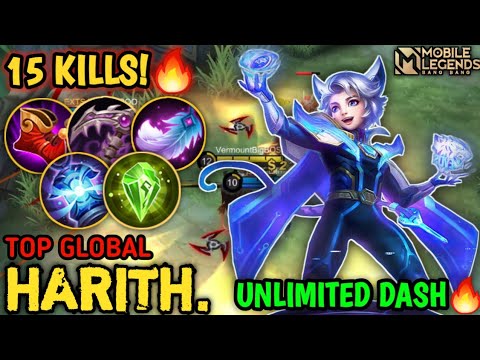 1 VS 5 Is Real! Top Global Harith 15 Kills Crazy Unlimited Dash - Best Build Harith - Mobile Legends