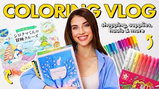 ULTIMATE COLORING VLOG: supply shopping, new coloring space, hauls & easter coloring