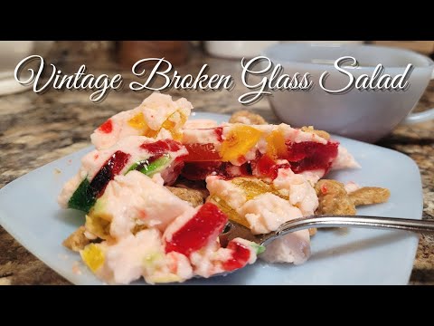 Vintage Jello Broken Glass Salad Graham Cracker Crust - Impressive Retro Jello Christmas Dessert