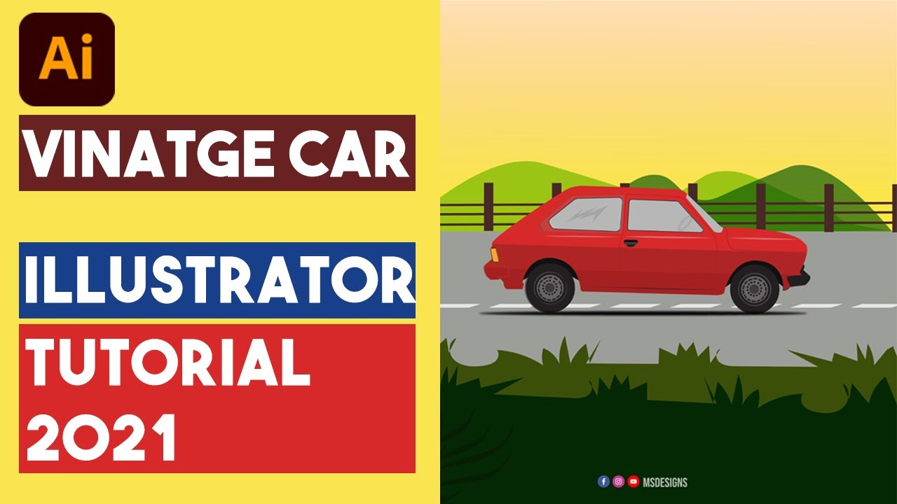 Vintage Car Illustrator Tutorial 2021