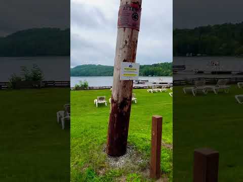 Beautiful Drizzle Clouds Lovely Beach Side View Hills Mont Tremblant Park and Beach Canada 🍁🇨🇦