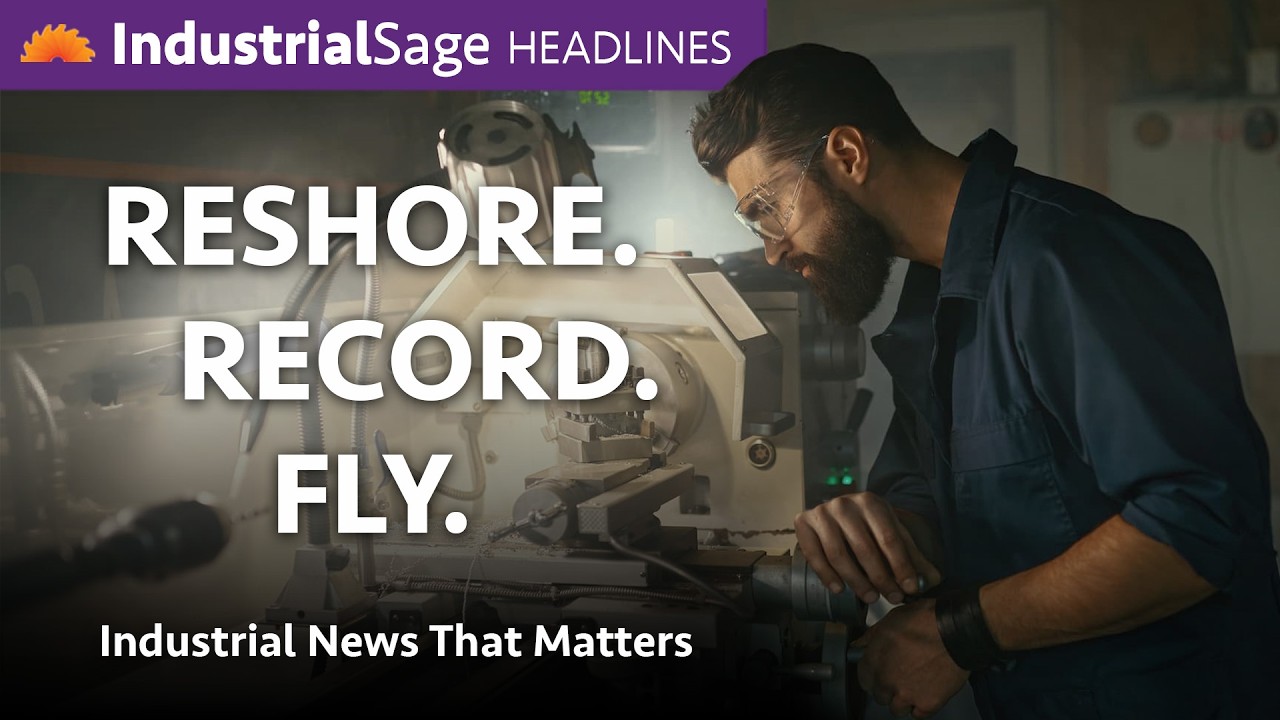 Thumbnail for an IndustrialSage Headlines episode covering record machine tool orders and a pharmaceutical campus investment